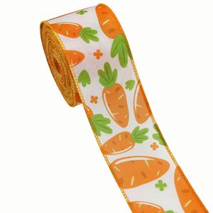 In Stock Festive 6.3cm 5/10Yards Serged Edge Grosgrain Polyester Easter <b>Wired</b> Ribbon for Easter Basket Decor Gift Wrapping - Product Image 2