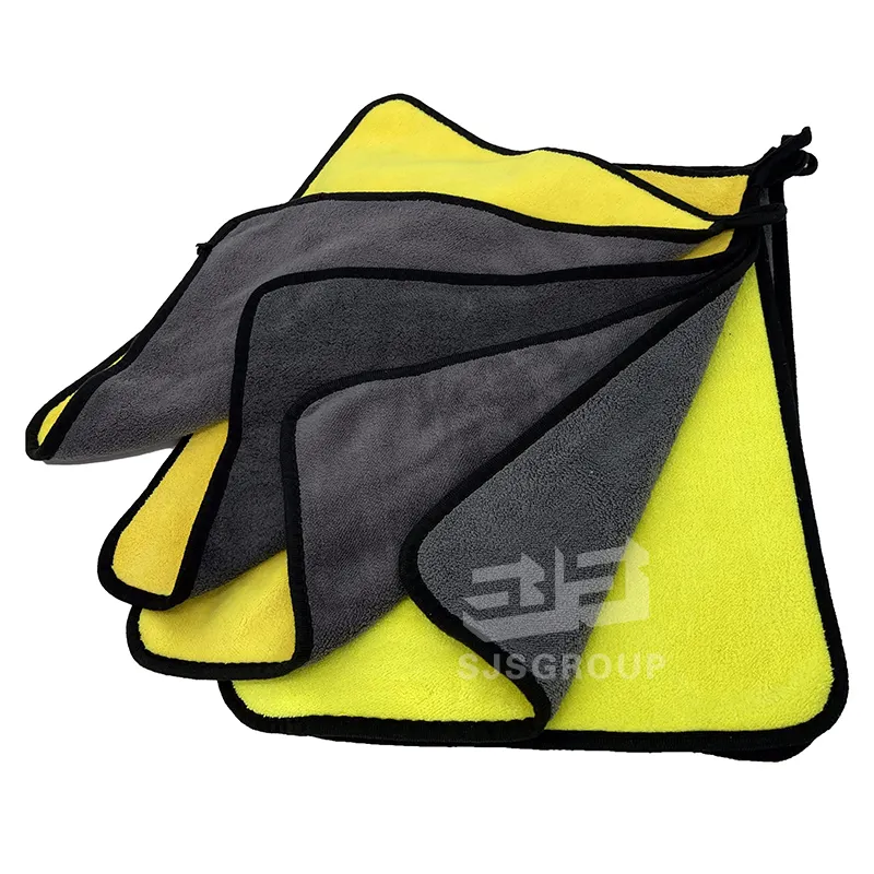 Factory hot sell two sides Microfiber Covered Edge Twisted Loop Car Drying Towel Large