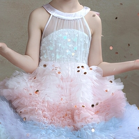 Robe de princesse en mousseline dégradée pour fille, avec bretelles, robe de fête d'anniversaire, robe mi-longue pour enfants
