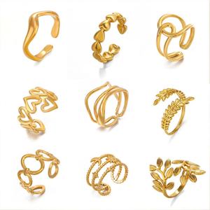 Anillo de Compromiso Vintage Antideslustre Chapado en Oro de 14k y 18k para Mujer, Anillo de Acero Inoxidable Dorado para Hombre y Mujer - Product Image 5