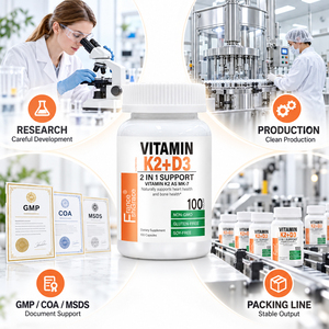 Complément alimentaire de vitamine K2 D3 de haute qualité Shecome, soutien vitaminique pour la santé, 100 capsules, complément alimentaire pour femmes et hommes - Product Image 6