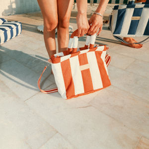 Borsa Tote Casual a Righe da Donna con Chiusura a Cerniera, Impermeabile in Poliestere, <span class=keywords><strong>Tracolla</strong></span>, Grande Capacità per Spiaggia e Uso Quotidiano - Product Image 6