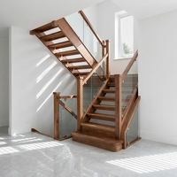 Escalier en chêne massif Tanlong avec balustrade en verre, rampe en bois, monte-escalier fermé, escalier moderne