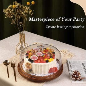 Handmade Round <strong>Wooden</strong> <strong>Cake</strong> Display <strong>Stand</strong> 12in Acacia Wood <strong>Cake</strong> Food Meet Plate for Party - Product Image 4