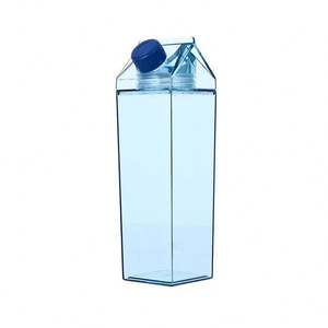 Vente en gros de bouteilles d'eau en plastique transparent réutilisables sans BPA de 500 ml et 1000 ml, personnalisées, en acrylique transparent, type boîte à lait - Product Image 6