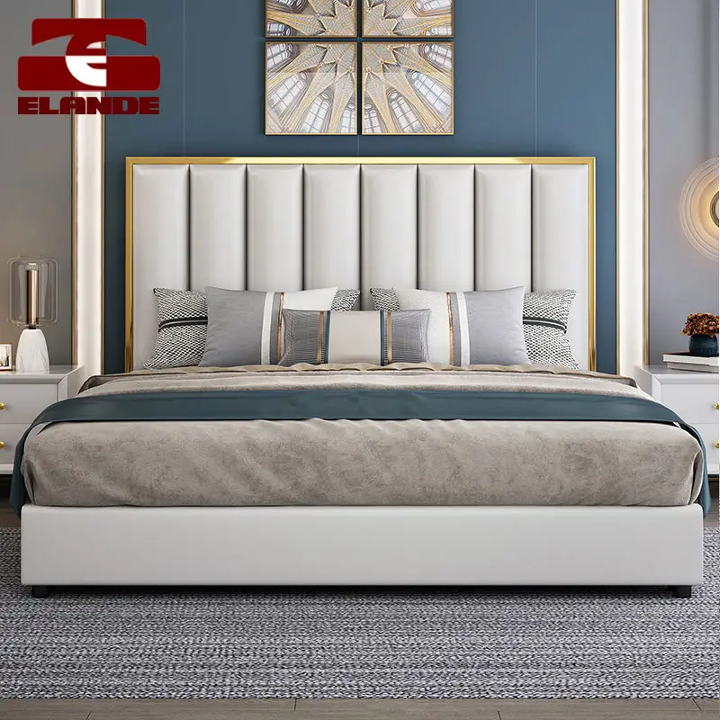 Светлая Роскошная американская кровать из массива дерева, 1,8 м, двойная кровать для хозяйской, свадебная кровать, белая кровать принцессы, мягкая упаковка, для хранения, двуспальная кровать