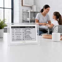 Kylendar Calendrier intelligent en papier électronique acrylique de 7,5 pouces avec WiFi, planificateur de bureau, horaire personnalisé, météo et horloge mondiale pour la maison et le bureau