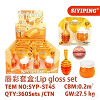 SIYIPING Gloss à lèvres hydratant et exfoliant transparent sans couleur en forme de pot de miel mignon
