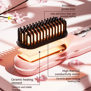 Mini lisseur électrique sans fil rechargeable par USB avec écran LCD, applicateur peigne à ions négatifs pour racines et peigne de massage du cuir chevelu - Product Image 5