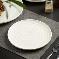 Assiette à steak de style nordique occidental, assiette à dîner en céramique blanche embossée, assiettes rondes en porcelaine pour restaurant, vaisselle de cuisine