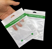Sac en plastique personnalisé pour câbles informatiques de luxe, impression personnalisée, sacs verts givrés pour câbles USB, câbles informatiques, sac en plastique à fermeture éclair