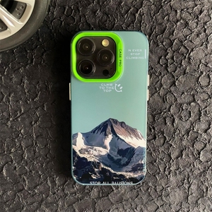 เคสโทรศัพท์ลายภูเขาเปลวไฟสีแดงและสีน้ำเงิน สำหรับ iPhone 17 16 15 Pro Max 14, เคส iPhone 17 ลายภูเขาสลักเลเซอร์ - Product Image 6