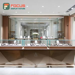 Luxury Mall Jewelry Display Case Wood Frame Brand Store Glass Showcase - Product Image 6