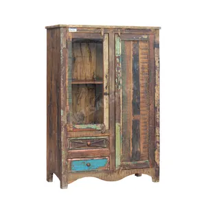 الهندي القديم ريفي الخشب المستصلحة متعددة استخدام خزانة خمر المستصلحة الخشب المقابض بالطراز القديم الأثاث المورد والشركة المصنعة