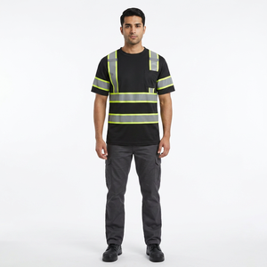 T-shirt de sécurité réfléchissant à manches courtes en coton, haute visibilité, pour le travail, avec logo personnalisé, vente en gros d'usine - Product Image 1