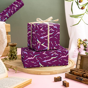 Kpop Style Gift Wrapping <b>Paper</b> Roll 5M Purple Holographic <b>Pattern</b> Happy Birthday DIY Packaging Decorative <b>Paper</b> - Product Image 2