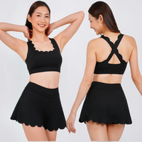 Ensemble de sport et yoga pour femmes, soutien-gorge de sport antichoc à dos croisé et mini-jupe, tenue de golf et de tennis