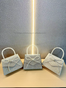 New Cross-border European American Vintage Fashion Full Bow Chain Small <b>Square</b> Cover Dinner Rhinestone Polyester Handbag Tanjing - Product Image 4
