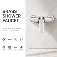 Robinet de douche mural moderne en laiton poli à poignée unique avec mitigeur céramique pour eau froide et chaude