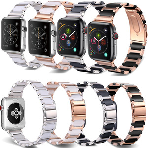 Bracelet de montre en métal, acier inoxydable et céramique pour <span class=keywords><strong>Apple</strong></span> <span class=keywords><strong>Watch</strong></span> Band Series 7 6 5 IWatch 38 40 42 44mm Crossing Style Wrist Bracelet - Product Image 1