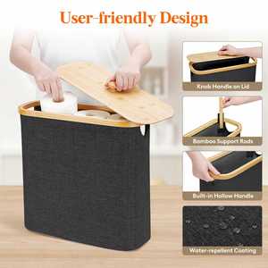 Custom Toilet <b>Paper</b> Storage <b>Holder</b> for 12 to 16 <b>Rolls</b> Free Standing Toilet <b>Paper</b> Basket Stand with Bamboo Lid - Product Image 4