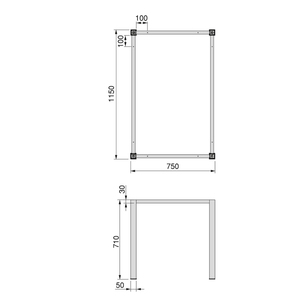 Emuca โครงขาโต๊ะทานอาหารสี่เหลี่ยมขนาด50x50มม. 2047214เหล็กทาสีดำดีไซน์ร่วมสมัยสำหรับใช้ในโรงพยาบาล - Product Image 2