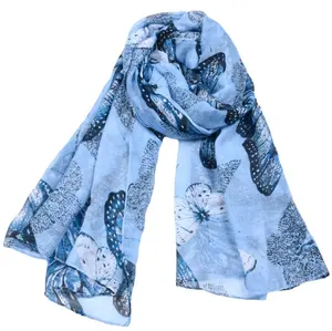 Spring Summer Women Butterfly Scarf Lady Voile Print Neck Shawl Scarves Wrap Stole