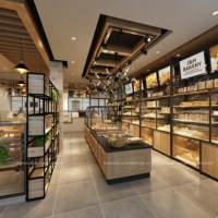 Présentoir de Boulangerie en Gros Personnalisé en Fer Noir avec Vitrine à Gâteaux en Verre, Étagère en Grille Métallique, Aménagement de Magasin, Faible MOQ, Design sur Mesure