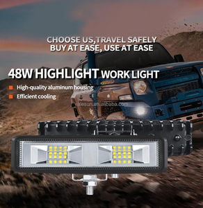 Barra de luz LED <span class=keywords><strong>4x4</strong></span> todoterreno, faro de trabajo de 48W, 12V y 24V, para Jeep, camión, coche, barco, Tractor, remolque, SUV, ATV - Product Image 5
