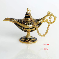 Lampe Magique d'Aladdin en Alliage de Zinc Plaqué Or, Décoration Artistique en Fer, Ornement Créatif, Lampe à Vœux, Palais, Banquet