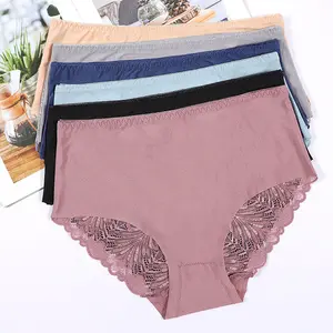 Wholesale sunshine light nylon lace plus size panties for fat women underwear Random color XL-3XL pack 12 UOKIN A4502