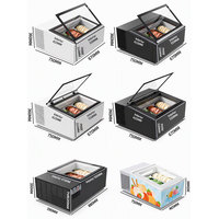 Vitrine Réfrigérée pour Crèmes Glacées et Gelatos, Verre Trempé Anti-Buée, 3 Bacs en Acier Inoxydable, Éclairage LED, 0,48 m³ pour Marchés et Hôtels