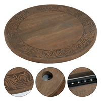 Plateau rond en bois avec support rotatif, motif sculpté, plateau de service décoratif sur piédestal pour centre de table, taille personnalisée