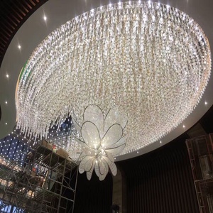 Khách sạn sang trọng nhà hàng nước màu xanh Drop pha lê kích thước lớn tùy chỉnh đèn chùm đèn trần - Product Image 5