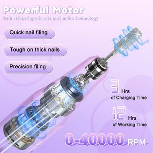 Kit Profesional Portátil de Taladro Eléctrico para Uñas de 40,000 RPM con Pantalla LED, Batería Recargable de 3000mAh, Lima de Uñas Eléctrica para Uñas Acrílicas y Gel - Product Image 2