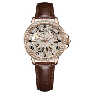 Reloj de Pulsera de Cuero Mecánico Automático Retro con Esqueleto de Cielo Estrellado de Alta Gama para Mujer, Regalo de Navidad - Product Image 5