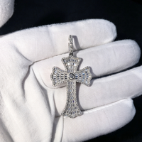 Pendentif Croix en Argent S925 de Haute Qualité, Entièrement Sertie de Moissanite Couleur D VVS, Pendentif Chrétien Givré, Passe le Testeur de Diamant, OEM, Livraison Rapide