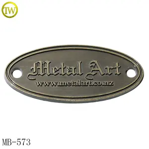 Custom brush brass hats name tags embossed logo metal private plate with flat back for door