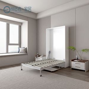 Letto a Scomparsa Verticale con Armadio in Materiale Truciolare, Letto a Muro Pieghevole Murphy con Scrivania - Product Image 3