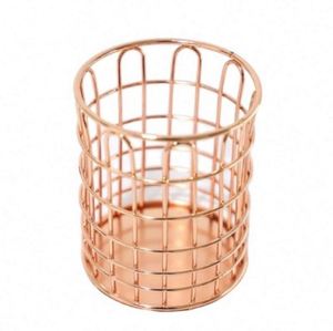 New Design Office Desk Organizers Desktop Metal Flower Pen Holder with WIRE MESH <b>ROSE</b> Gold Magnet Pen Bin Pencil Cup Holder - Product Image 1