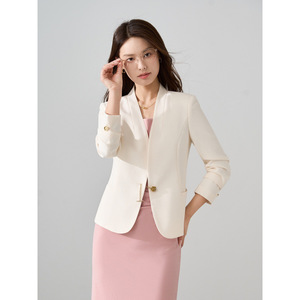 Women's Blazer Long Sleeve Solid Color Cotton Slim Fit Casual Fashion Spring Autumn Jacket For Petite Women - Product Image 2