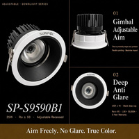Foco LED Empotrable COB OEM de Gran Apertura 105mm 12-25W, Downlight Comercial de Techo con Recorte de 95mm para Iluminación de Salas de Exhibición