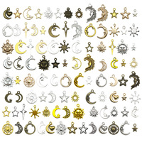 20 Piezas de Dijes de Aleación de Zinc de Cinco Colores, Dijes Retro de Sol, Luna y Estrella para Hacer Joyas, Venta al por Mayor, Accesorios para Collares y Pulseras DIY