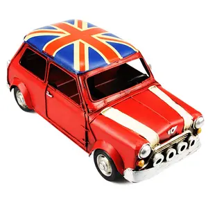 Mobil Model Diecast Anak-anak, Hadiah Dekorasi Kerajinan Logam Vintage Bendera Inggris UK, Mainan Mobil Kendaraan untuk Anak-anak