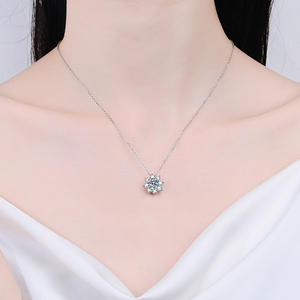 Collar de Plata de Ley 925 para mujer, cadena de clavícula de moissanita de girasol chapada en oro blanco, stock de fábrica al por mayor - Product Image 2