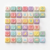 Custom 3D Printed Keycap Fidget Click Keychain, DIY Letter Name Icon Clicker Stress Relief Toy, Cute Pastel Desk Gift