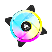 Kipas Chassis RGB 120mm Bingkai Hitam Dual Halo, Cahaya Gradasi Pelangi, Angin Kencang, Pendingin Komputer Senyap untuk Gaming Tower