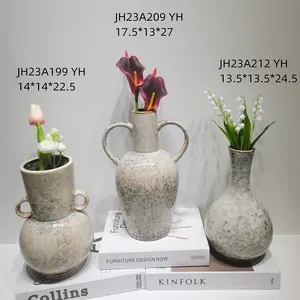 Cadeaux de poterie vintage de ferme rustique mat avec poignée Vase à fleurs décoratif en céramique
