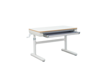 Bureau d'étude minimaliste en bois pour enfants, réglable en hauteur avec manivelle manuelle, tiroir de rangement coulissant intégral, pour la maison et la salle d'étude