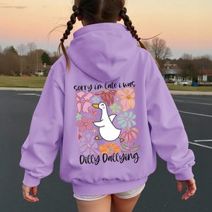 Sudadera con capucha divertida y linda para mujer, con estampado de flores y pato Kawaii, de forro polar, para uso casual. - Product Image 6